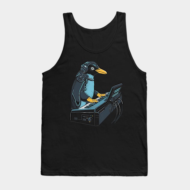 Cybernetic Penguin Pianist Tank Top by AriWiguna